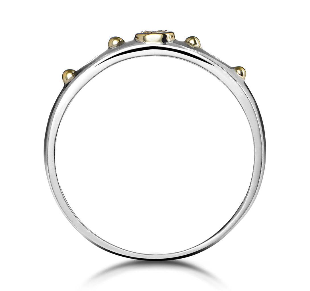 Three Stone Rubover Diamond Set Band in 9K White Gold - SIZE V